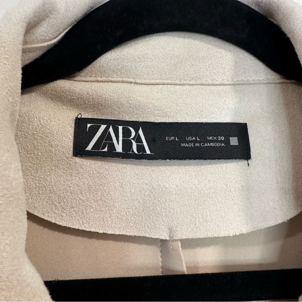 ZARA WOMAN LONG FAUX SUEDE CREAM WITH BELT VEST SIZE L - Picture 6 of 12